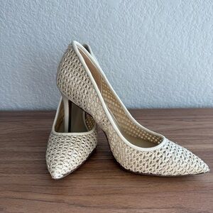 Sam Edelman Cream Stiletto Heels with Woven Texture
